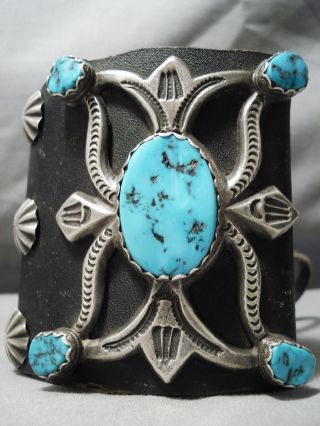 Huge Vintage Navajo Big Turquoise Sterling Silver Ketoh Bracelet Old