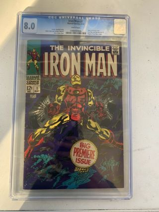 Iron Man 1 White Pages Cgc 8.  0 5/1968 " Oo " Marvel Comics Group