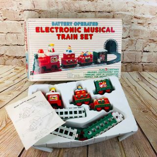 Vintage Christmas Santa Train Toy Battery Operated Musical Train Set Railroad