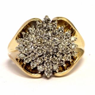 10k Yellow Gold 1.  01ct Si2 Si1 H Diamond Cluster Ring 5.  7g Estate Vintage Ladies