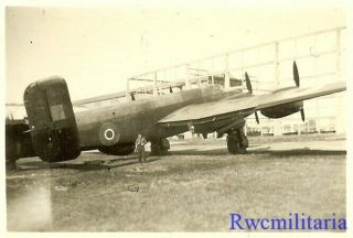 Org.  Photo: British Raf Halifax Heavy Bomber Parked On Airfield