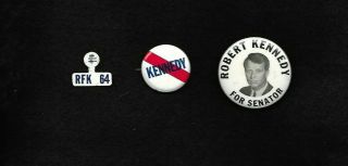 3 Robert F.  Bobby Kennedy 1964 Campaign Buttons Ny Us Senate