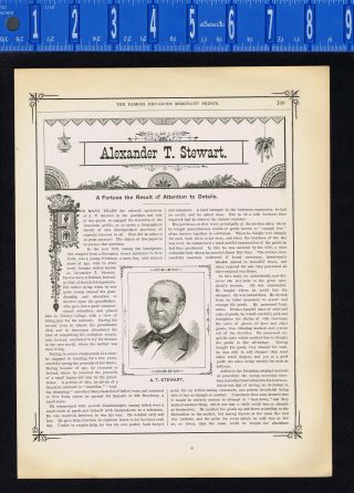 Alexander Turney Stewart American Entrepreneur - 1887 Biographical Sketch