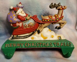 Mary Engelbreit Santa Double Stocking Hanger Holder " Merry Christmas To All "