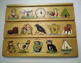 Vintage Children Toy Simplex Wooden Puzzle