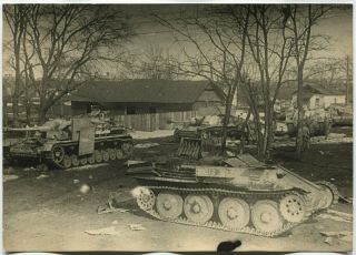 Wwii Large Size Press Photo: Abandoned German Armoured Vehicles,  Western Ukraine