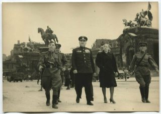 Wwii Large Size Photo: Russian Air Force General In Surrendered Berlin,  May 1945