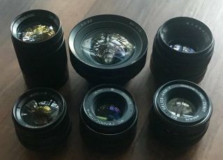 Vintage Soviet Era Russian Prime Lens Kit (6 Lenses From The 60s - 80s) With Case