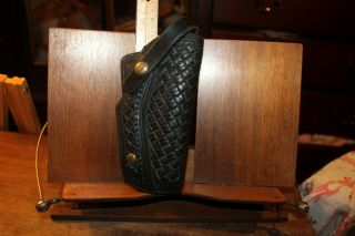 Hunter 54m Black Leather Police Holster Crosshatch Basketweave