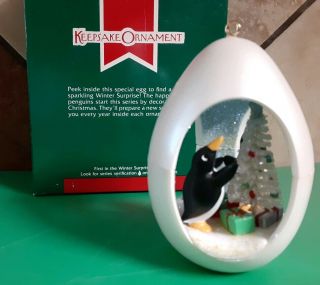 Hallmark Winter Surprise 1 In Series,  Penguins Egg 1989 Christmas Ornament