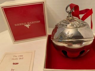 Reed & Barton 1984 Silverplate Christmas Holly Bell Jingle Bell Ornament 2