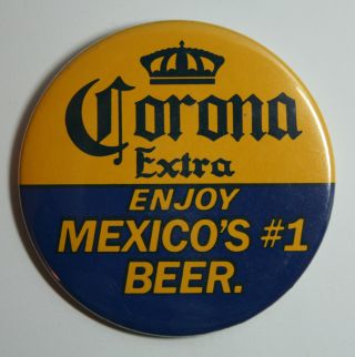 Vintage Pinback Button Corona Extra Beer Enjoy Mexico 