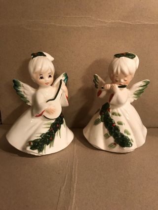 Two Charming Vintage Christmas Lefton Musician Figurines Made In Japan