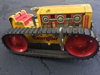 1950s MARX CATERPILLAR Diesel Tractor Bulldozer Tin Litho Metal Wind Up Toy 2