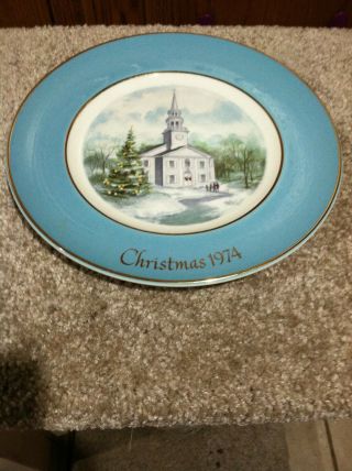christmas 1974 plate - avon - country church - second editio 2