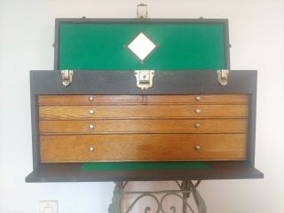Vintage Gerstner Pattern Makers Tool Chest Model 43 With Leatherette Covering.