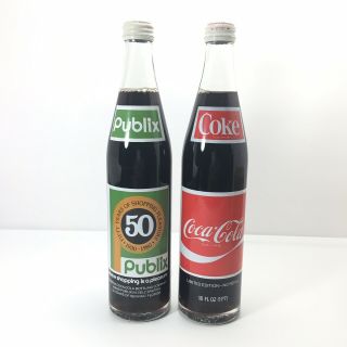 2 - 16oz Coca Cola Publix Commemorative 50th Anniver.  1930 - 1980 Bottles