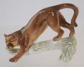 Goebel Mountain Lion Cat Porcelain Figurine 1965 Cougar/puma