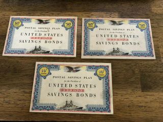 1941 World War 3 Us Postal Savings Plan Bond Book - Some Stamps