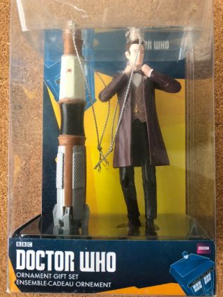 Kurt Adler Bbc Doctor Who 11th Doctor And Sonic Screwdriver Ornament 2 - Pack Nib
