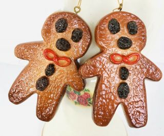 Vintage Gingerbread Man Christmas Ornament Set Of Two - 2.  75” Resin