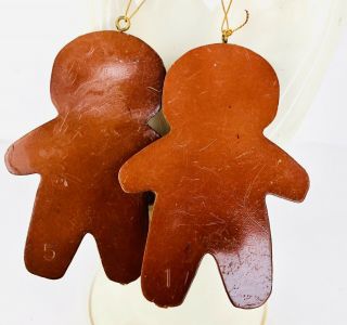 Vintage Gingerbread Man Christmas Ornament Set Of Two - 2.  75” Resin 2