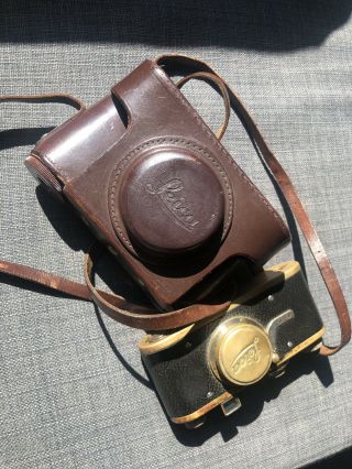 Leica I (A) vintage camera.  Elmar 50mm f/3.  5 lens.  Hood. 3