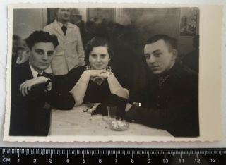 Pre - Ww2,  Polish Soldier With Woman,  Lady In A Restaurant,  Photo,  Poland