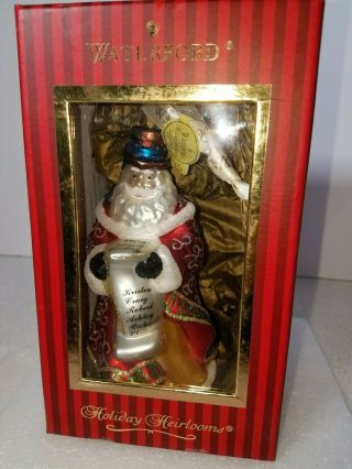 Waterford " Checking It Twice Santa " - Glass Blown Ornament.  Xmas Reduction $14.  99