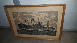 Orig.  1944 Ww2 Wwii Will Cressy " Tokyo Special " Navy Ship Print Uss Lowndes