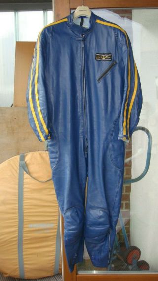 Vintage Lewis Leathers Aviakit Biker Motorcycle Blue L - Xl Suit Jacket Trousers