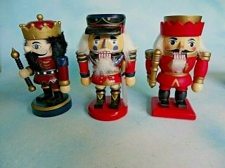 Set Of 3 Wooden Nutcrackers Small Soldier King 6 " Tall