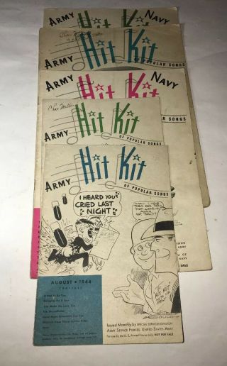1943 - 5 Wwii Vtg Army Navy Hit Kit Of Popular Songs Music & Lyrics Book Set Of 5