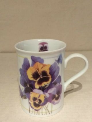1997 Avon Pansies Marjolein Bastin Enjoy Pleasures Day Porcelain Coffee Mug Cup