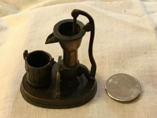 Miniature Vintage Die - Cast Metal Pencil Sharpener Water Pump With Bucket