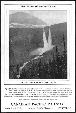 Yoho Valley Twin Falls Canadian Pacific Railway Rockies Canada 1904 Print Ad