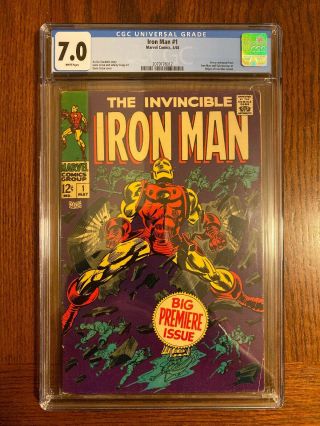 Iron Man 1 Cgc 7.  0 Fn/vf Origin Retold; 1st Issue (marvel - 5/68)