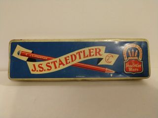 Vintage J.  S.  Staedtler Mars Pencils Empty Tin Box