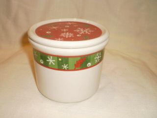 Longaberger Christmas 1 Pint Pottery Crock And Coaster,  Snowflake Design