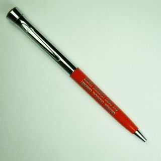 Vintage Ballpoint Pen Garland Red Plastic,  Chrome W/ad Chevron Oil Co.