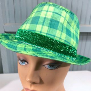 Green Plaid Irish St.  Patricks Day Youth Novelty Hat Fedora
