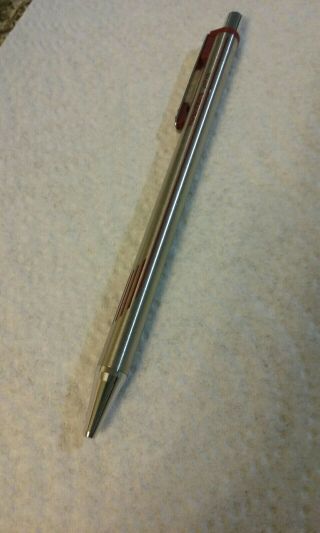 Vintage Papermate Pen,  Red Accent,  Chrome,  Double Heart Japan Brass Thread Slim