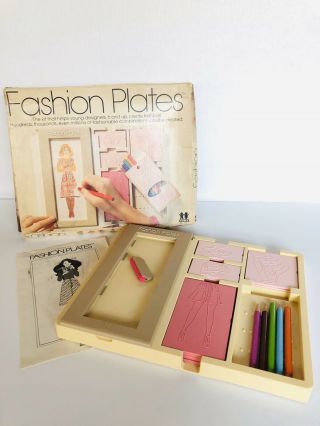 Vintage 1978 Tomy Fashion Plates 2508,  Directions,  Pencils