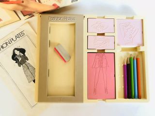 Vintage 1978 Tomy Fashion Plates 2508,  Directions,  Pencils 2