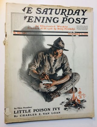 October 6 1917 Ww1 The Saturday Evening Post Jc Leyendecker Cover & Ads