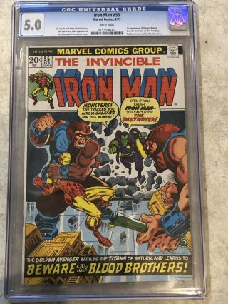 Iron Man 55 - Cgc 5.  0 - 1st Thanos