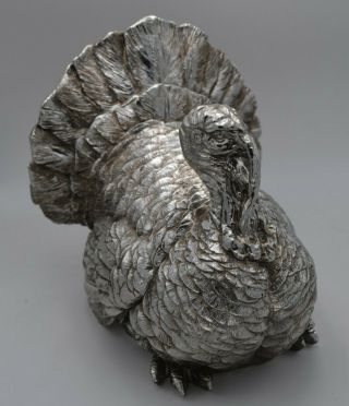 Large Silver Foil Thanksgiving Turkey Statue Table Decor
