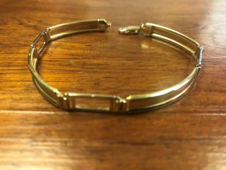 Vintage 18k Yellow And White Gold Two Tone Link Bracelet 7.  5 ",  10.  9 Grams