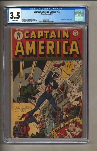 Captain America 56 (cgc 3.  5) O/w Pages; Human Torch 1946 Timely Comics (c 26478