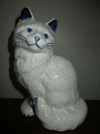 1992 Artist Signed & Dated 8.  5 " Art Pottery Cat,  Kitten Sculpture,  Figurine,  Asa